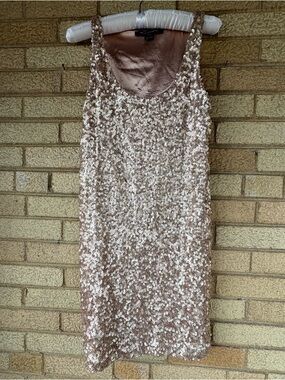 French Connection Rose Gold Sequin Mini Dress